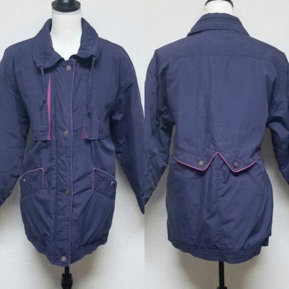 VINTAGE 90s New Image Blue Magenta Puffer Jacket - Picture 1 of 12
